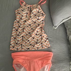 Tankini peach anchor swimsuit